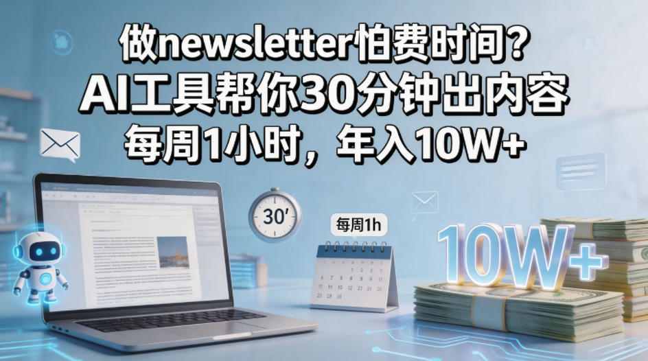 做newsletter怕费时间？AI工具帮你30分钟出内容，每周1小时，年入10W+！【原创双语字幕】|云雀资源分享