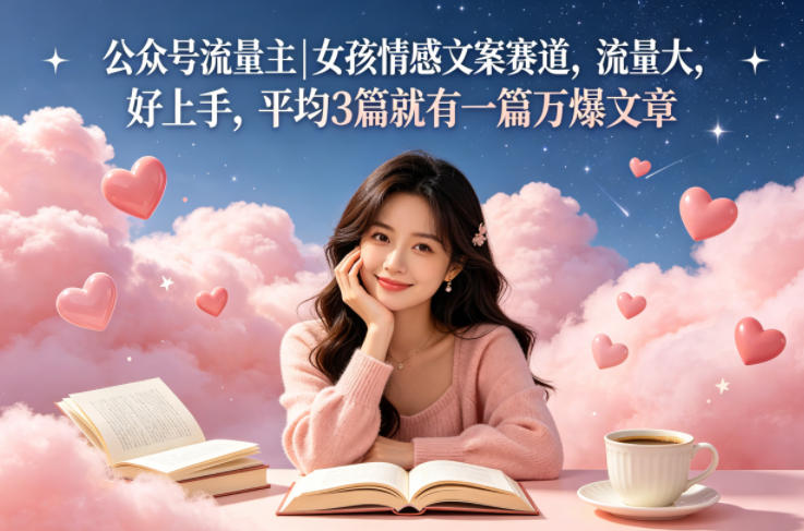 公众号流量主女孩情感文案赛道，流量大，好上手，平均3篇就有一篇万爆文章|云雀资源分享