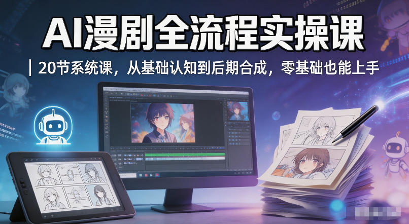 AI漫剧全流程实操课｜20节系统课，从基础认知到后期合成，零基础也能上手|云雀资源分享
