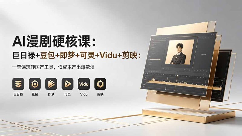 AI漫剧硬核课：巨日禄+豆包+即梦+可灵+Vidu+剪映：一套课玩转国产工具，低成本产出爆款漫剧|云雀资源分享