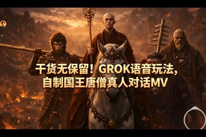 干货无保留!GROK语音玩法,自制国王唐僧真人对话MV|云雀资源分享