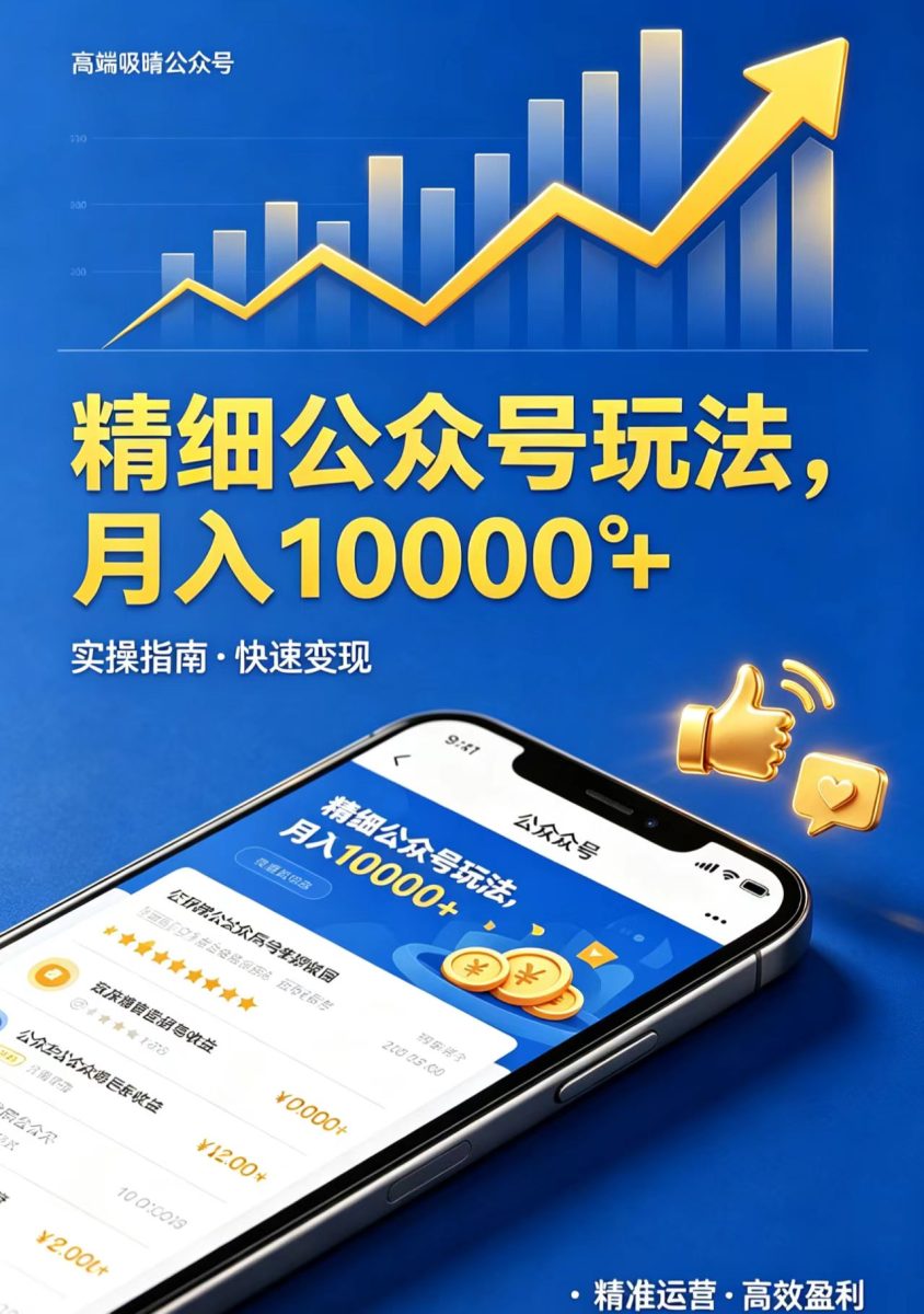 精细公众号玩法,月入10000+,实操指南,快速变现|云雀资源分享