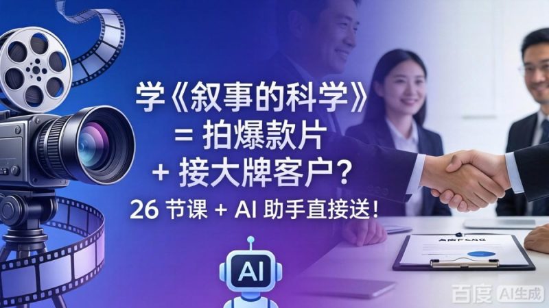 学《叙事的科学》= 拍爆款片 + 接大牌客户？26 节课 + AI 助手直接送！|云雀资源分享