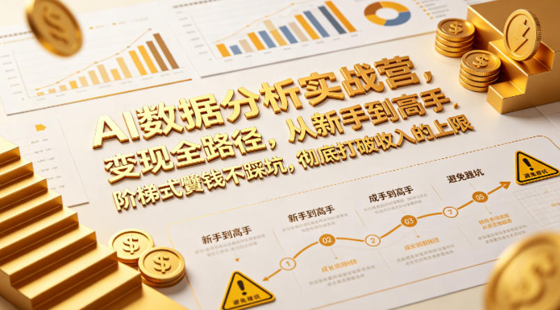AI数据分析实战营，变现全路径，从新手到高手，阶梯式賺钱不踩坑，彻底打破收入的上限|云雀资源分享