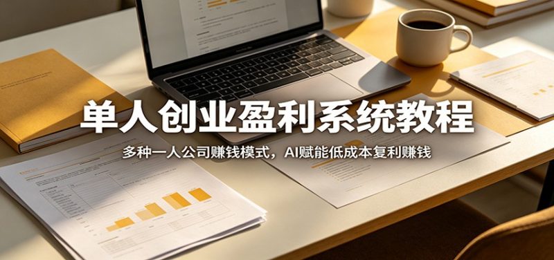 单人创业盈利系统教程：多种一人公司赚钱模式，AI赋能低成本复利赚钱|云雀资源分享