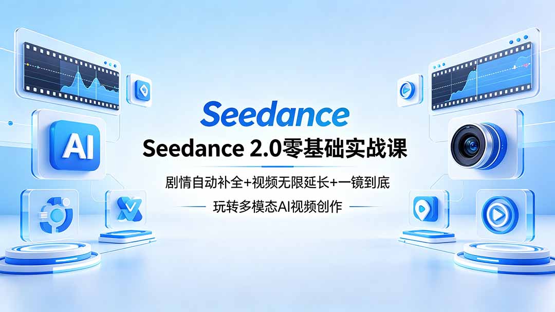 Seedance 2.0零基础实战课：剧情自动补全+视频无限延长+一镜到底：玩转多模态AI视频创作|云雀资源分享