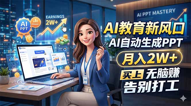 AI教育新风口，AI自动生成PPT，月入2W+，无脑赚，告别打工|云雀资源分享