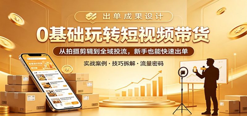 0基础玩转短视频带货：从拍摄剪辑到全域投流，新手也能快速出单|云雀资源分享