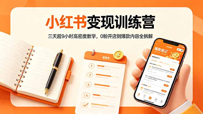 小红书变现训练营：三天超9小时高密度教学，0粉开店到爆款内容全拆解|云雀资源分享