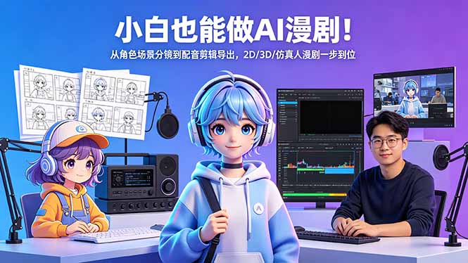 小白也能做AI漫剧！从角色场景分镜到配音剪辑导出，2D/3D/仿真人漫剧一步到位|云雀资源分享