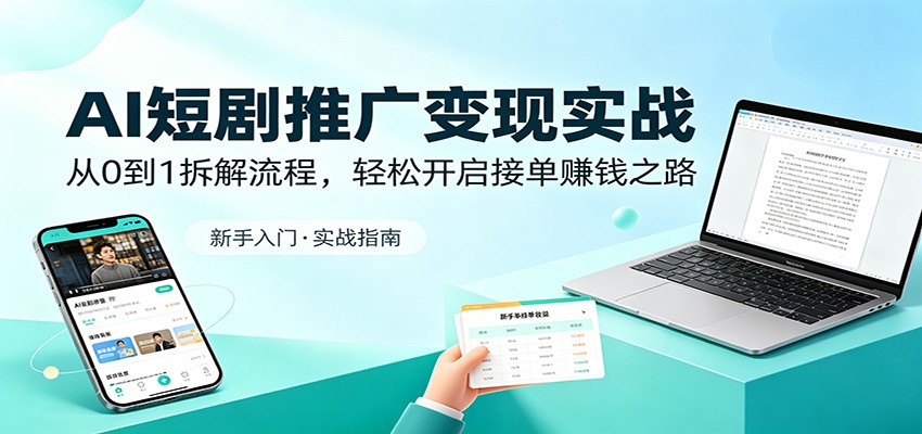 AI短剧推广变现实战:从0到1拆解流程,轻松开启接单赚钱之路|云雀资源分享