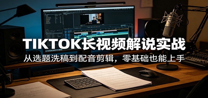 TIKTOK长视频解说实战：从选题洗稿到配音剪辑，零基础也能上手|云雀资源分享