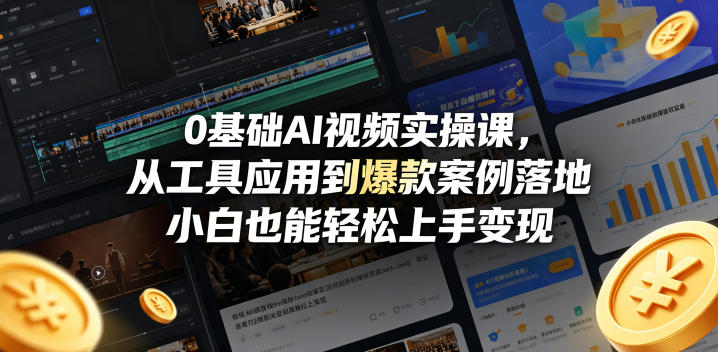 0基础AI视频实操课，从工具应用到爆款案例落地，小白也能轻松上手变现|云雀资源分享