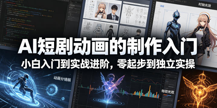 AI短剧动画的制作入门，小白入门到实战进阶，零起步到独立实操|云雀资源分享