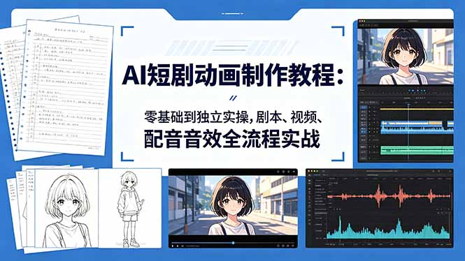 AI短剧动画制作教程：零基础到独立实操，剧本、视频、配音音效全流程实战|云雀资源分享
