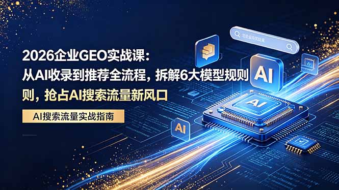 2026 企业GEO实战课：从AI收录到推荐全流程，拆解6大模型规则，抢占 AI 搜索流量新风口|云雀资源分享