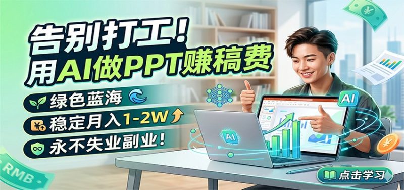 告别打工！用AI做PPT赚稿费，绿色蓝海，稳定月入1-2W，永不失业副业！|云雀资源分享