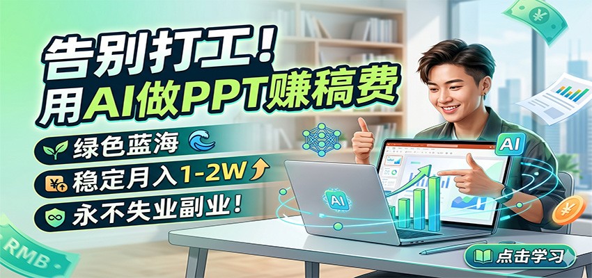 告别打工！用AI做PPT赚稿费，绿色蓝海，稳定月入1-2W，永不失业副业！|云雀资源分享