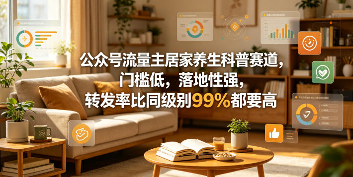公众号流量主居家养生科普赛道，门槛低，落地性强，转发率比同级别99％都要高|云雀资源分享