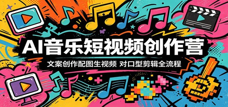 AI音乐短视频创作营：文案创作配图生视频，对口型剪辑全流程|云雀资源分享