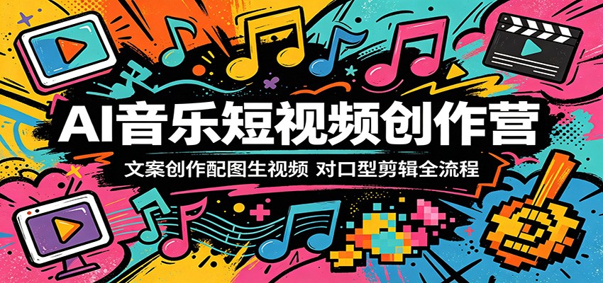 AI音乐短视频创作营：文案创作配图生视频，对口型剪辑全流程|云雀资源分享