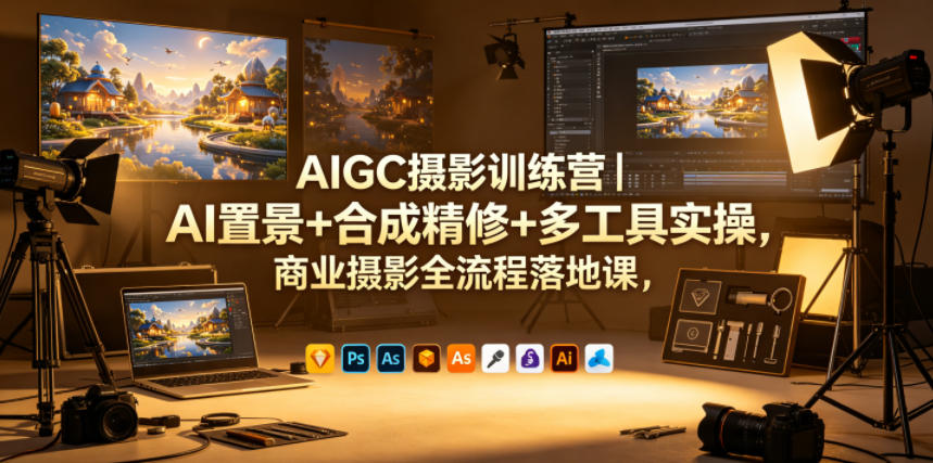 AIGC摄影训练营｜AI置景+合成精修+多工具实操，商业摄影全流程落地课|云雀资源分享