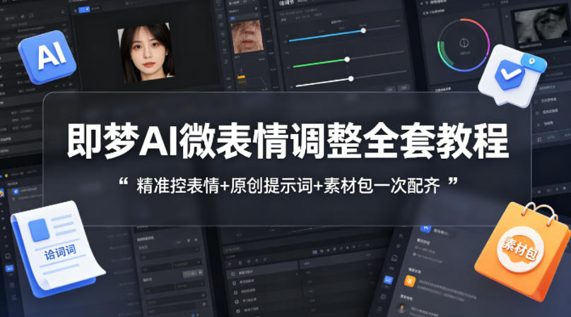 即梦AI微表情调整全套教程，精准控表情+原创提示词+素材包一次配齐|云雀资源分享