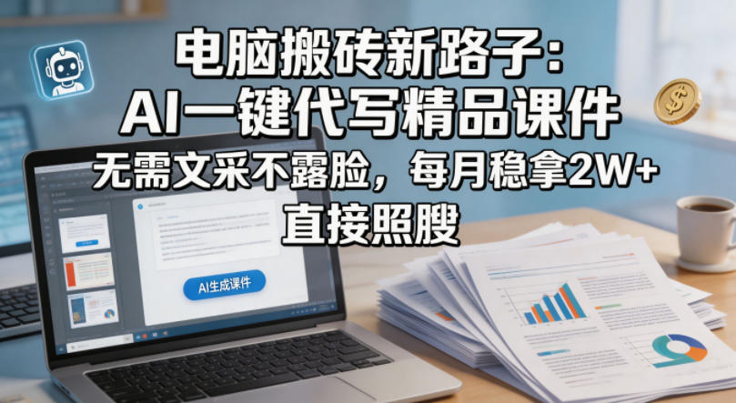 图片[1]|电脑搬砖新路子：AI一键代写精品课件，无需文采不露脸，每月稳拿2W+，直接照搬|云雀资源分享