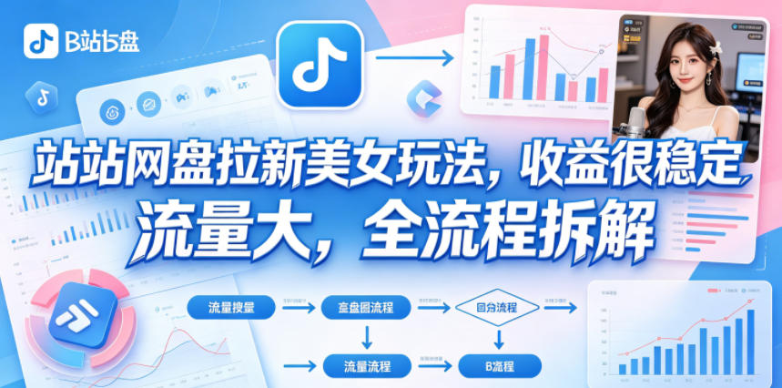 图片[1]|B站网盘拉新美女玩法，收益很稳定，流量大，全流程拆解|云雀资源分享