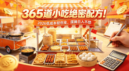 图片[1]|365道小吃绝密配方！2026低成本轻创业，摆摊日入不愁|云雀资源分享