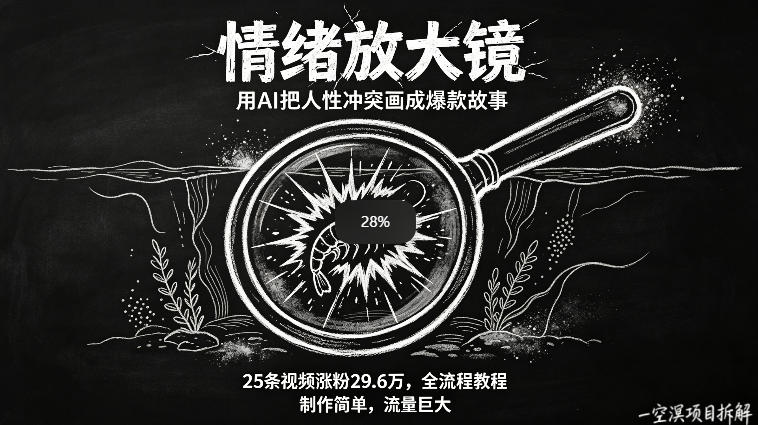 图片[1]|AI制作“情绪放大镜“视频，25条视频涨粉29.6W粉，流量巨大，制作简单，全流程教程|云雀资源分享