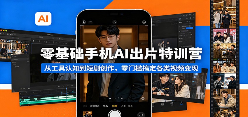 图片[1]-零基础手机AI出片特训营：从工具认知到短剧创作，零门槛搞定各类视频变现