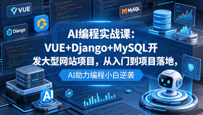 图片[1]|AI编程实战课：VUE+Django+MySQL开发大型网站项目，从入门到项目落地，AI助力编程小白逆袭|云雀资源分享
