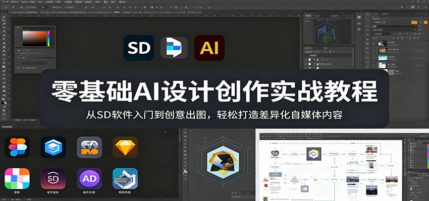 图片[1]-零基础AI设计创作实战教程：从SD软件入门到创意出图，轻松打造差异化自媒体内容