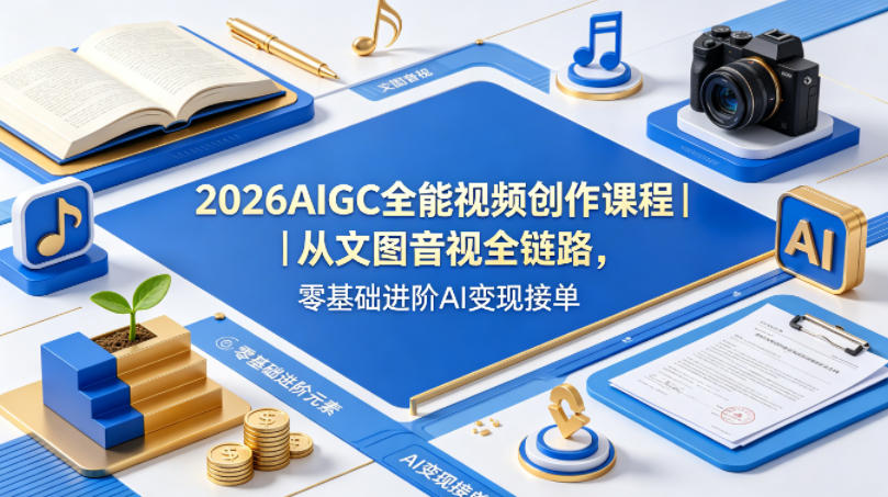 图片[1]|2026AIGC全能视频创作课程｜从文图音视全链路，零基础进阶AI变现接单|云雀资源分享