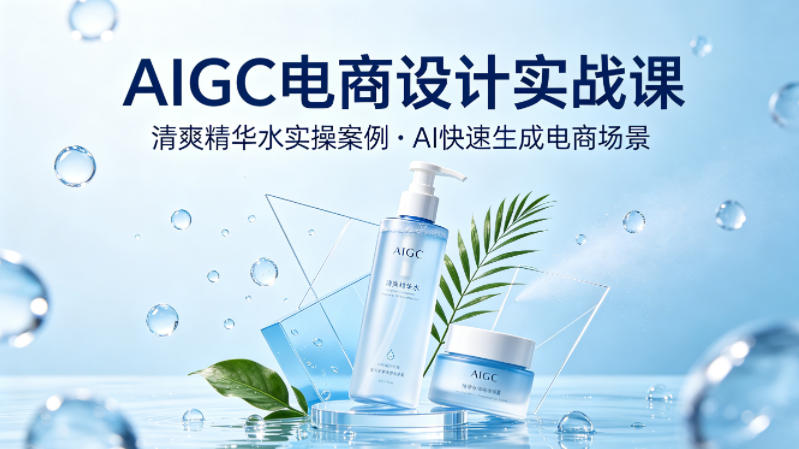 图片[1]|AIGC电商设计实战课，以清爽精华水为实操案例，教你用AI快速生成电商场景|云雀资源分享