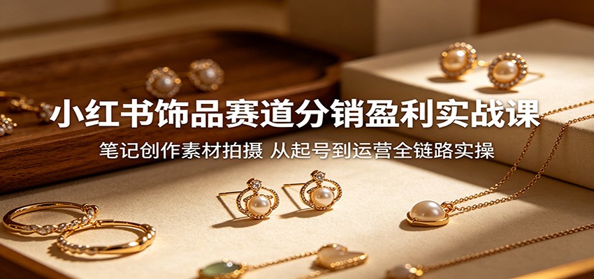 小红书饰品赛道分销盈利实战课:笔记创作素材拍摄,从起号到运营全链路实操|云雀资源分享