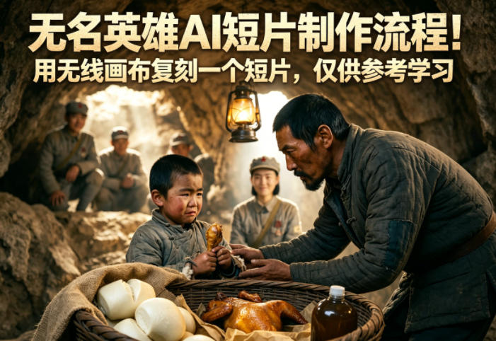 无名英雄AI短片制作流程！用无线画布复刻一个短片，仅供参考学习|云雀资源分享