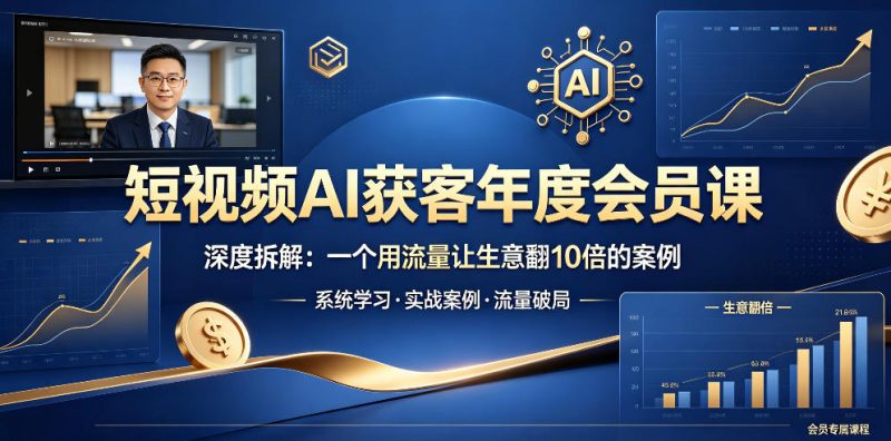 短视频AI获客年度会员课，深度拆解，一个用流量让生意翻10倍的案例|云雀资源分享