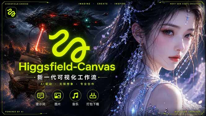 Higgsfield Canvas AI视频制作详解,节点式工作流搭建,重构新式视频创作完整教程|云雀资源分享