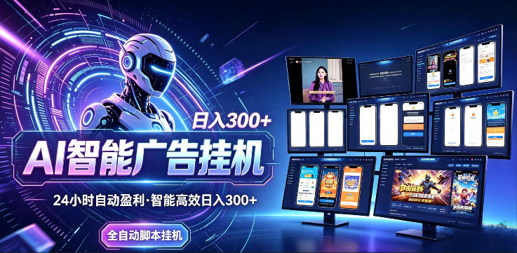 AI智能广告挂G项目，无需人工，单机稳定日入200+，可矩阵放大，24小时不间断刷广告賺收益【揭秘】|云雀资源分享