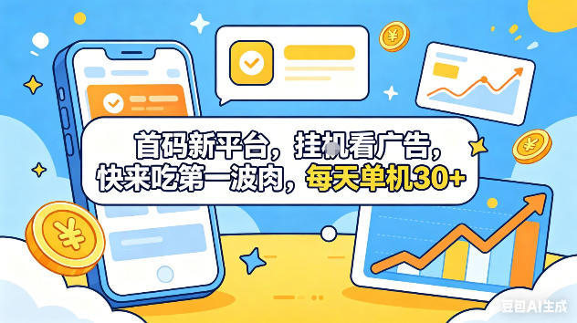 首码新平台，挂G自动看广告，快来吃第一波肉，每天单机30+，可矩阵放大【揭秘】|云雀资源分享