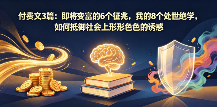 付费文3篇：即将变富的6个征兆，我的8个处世绝学，如何抵御社会上形形色色的诱惑|云雀资源分享