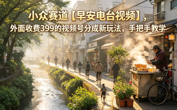 小众赛道【早安电台视频】，外面收费399的视频号分成新玩法，手把手教学|云雀资源分享