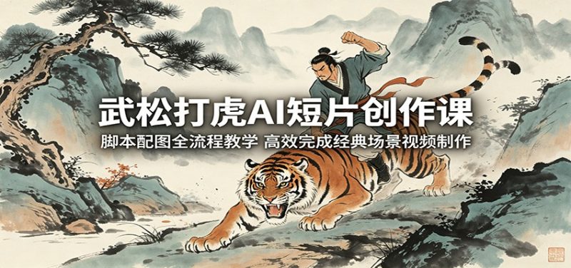 武松打虎AI短片创作课:脚本配图全流程教学,高效完成经典场景视频制作|云雀资源分享