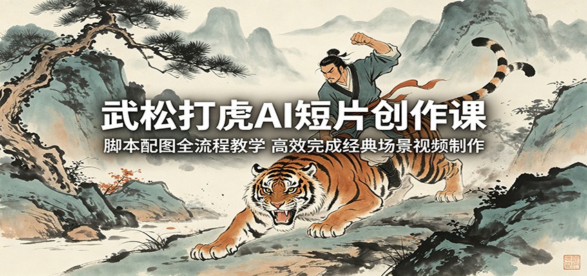 武松打虎AI短片创作课:脚本配图全流程教学,高效完成经典场景视频制作|云雀资源分享