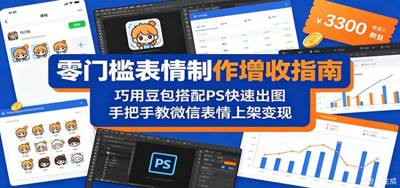 零门槛表情制作增收指南:巧用豆包搭配 PS 快速出图,手把手教微信表情上架变现|云雀资源分享