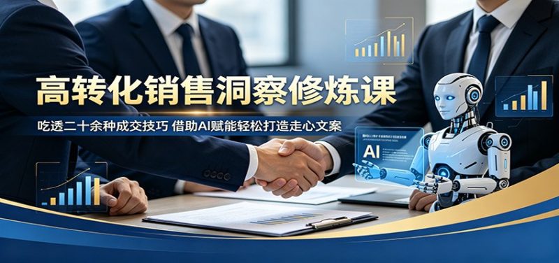 高转化销售洞察修炼课：吃透二十余种成交技巧，借助AI赋能轻松打造走心文案|云雀资源分享