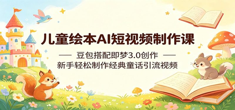 儿童绘本AI短视频制作课:豆包搭配即梦3.0创作,新手轻松制作经典童话引流视频|云雀资源分享