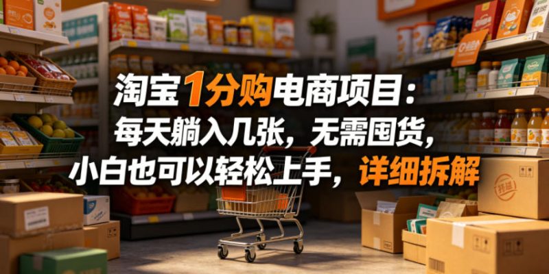 淘宝1分购电商项目：每天躺入几张，无需囤货，小白也可以轻松上手，详细拆解|云雀资源分享